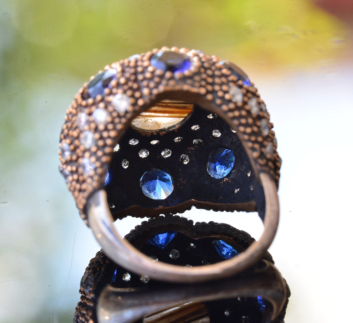 Natural Gold Rutile Quartz Stone Silver Ring — 6