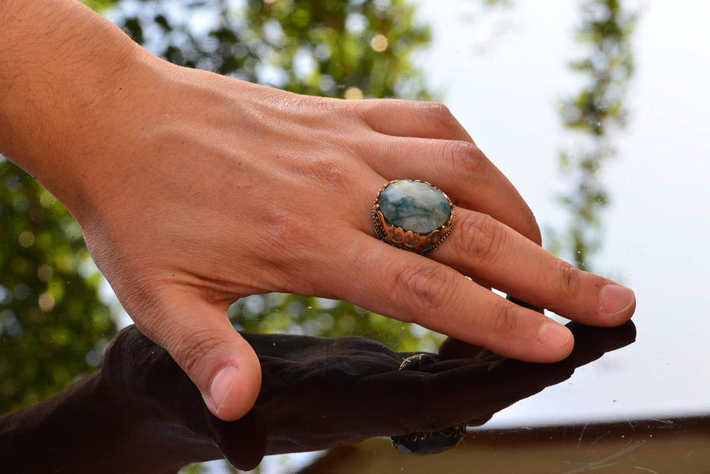 Natural Emerald Gemstone Ring - 925 Sterling Silver Handmade Ring — 6