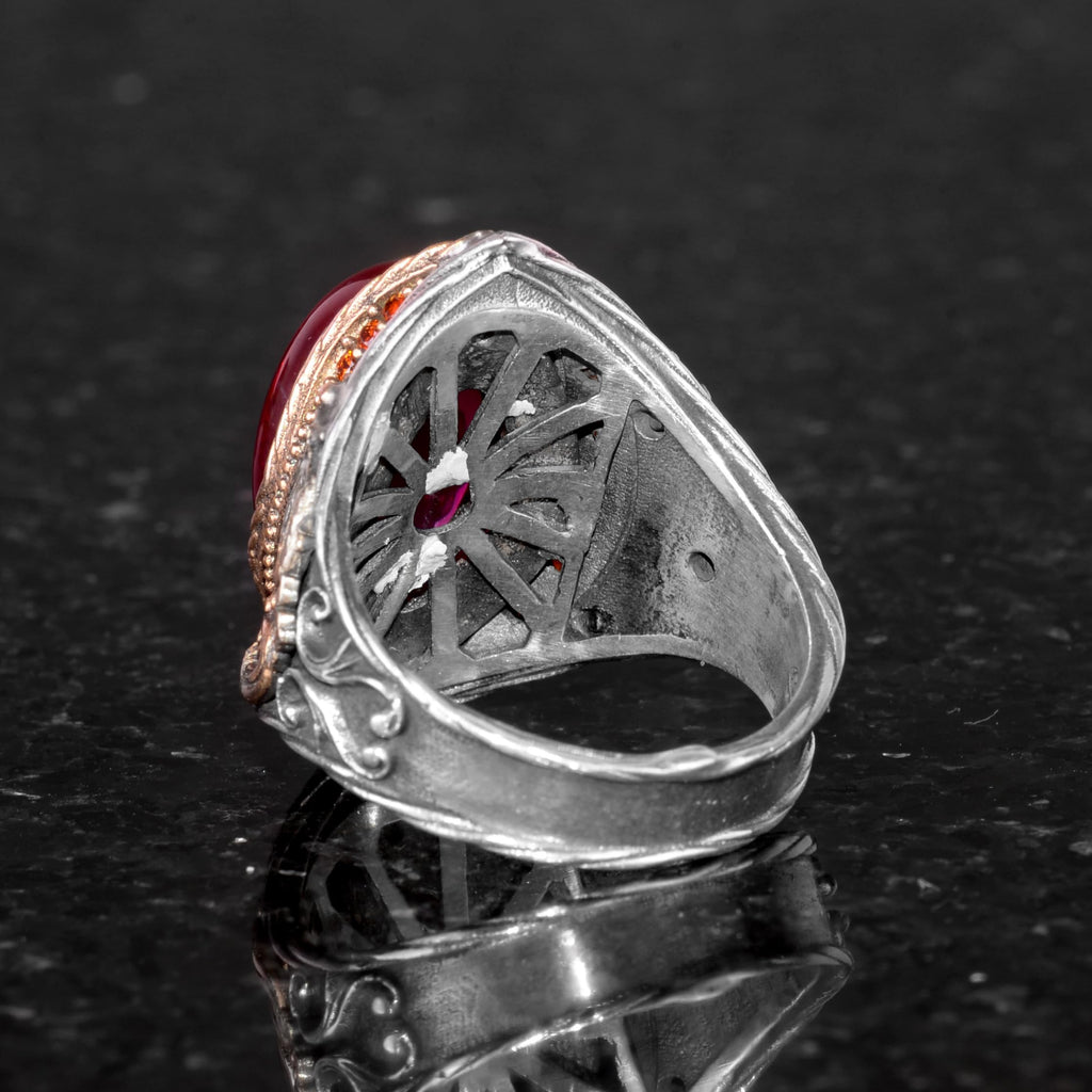 Natural Star Ruby Stone Ring - Handmade, 925 Sterling Silver — 8