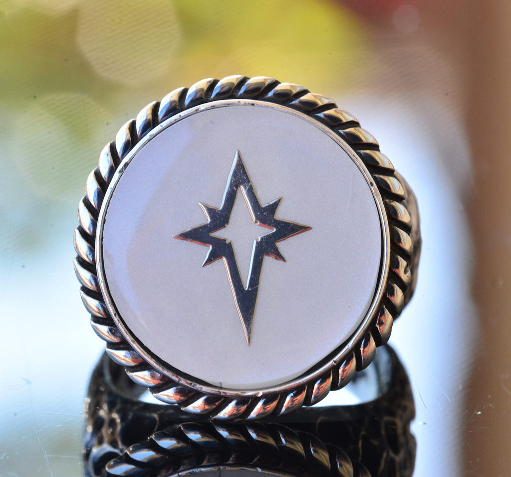 925 Sterling Silver Ring - Signature Men's Ring - Symbols Ring (North Star) — 5