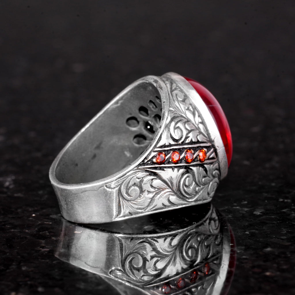 Natural Star Ruby Stone Ring - 925 Sterling Silver Handmade Ring — 7