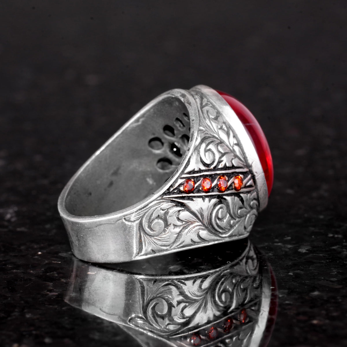 Natural Star Ruby Stone Ring - 925 Sterling Silver Handmade Ring — 7