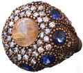 Natural Gold Rutile Quartz Stone Silver Ring