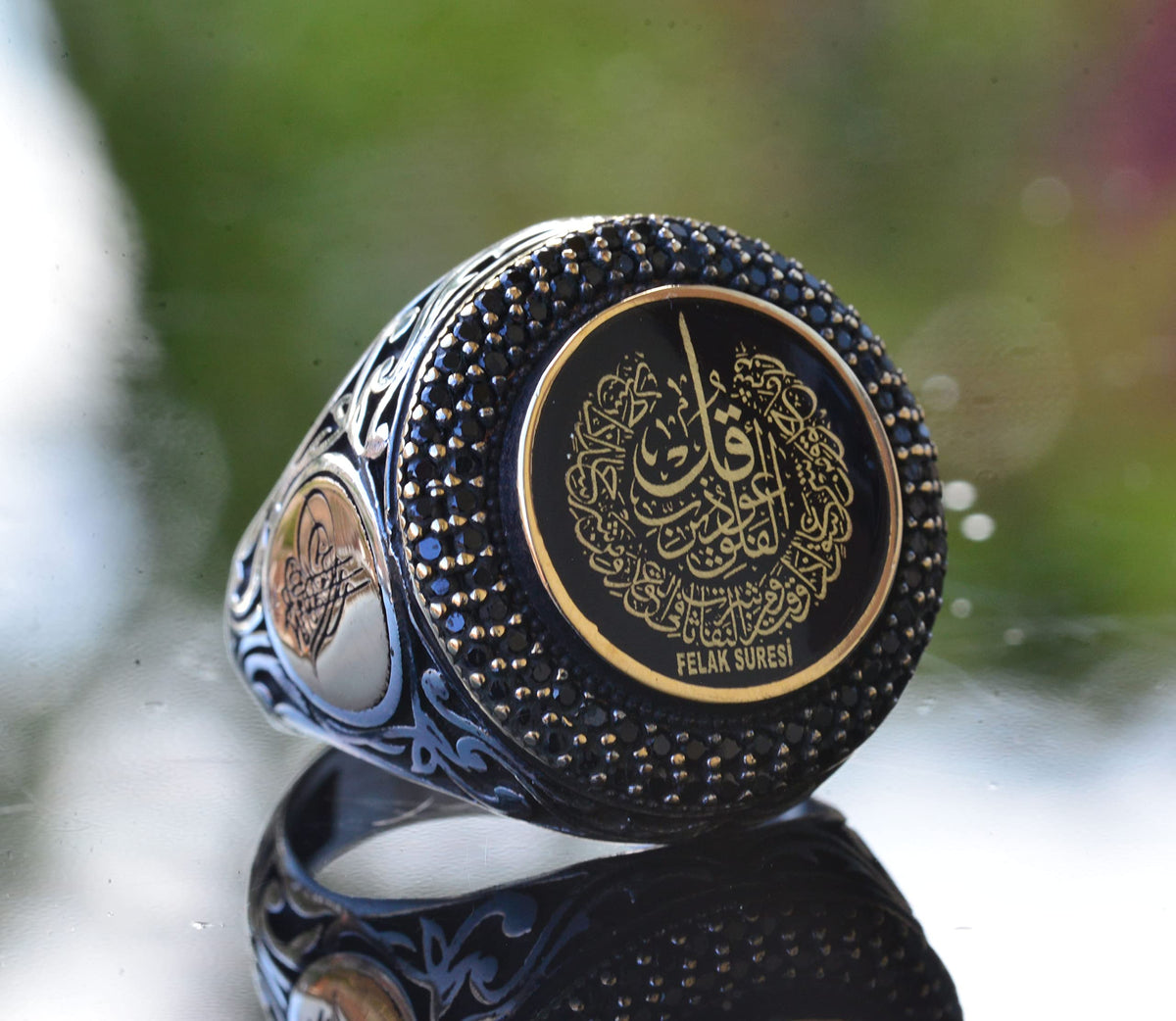 Islamic Surah Al-Falaq Ring, Silver Ring, 925 Sterling Silver Men's Ring, Large Ring — 3