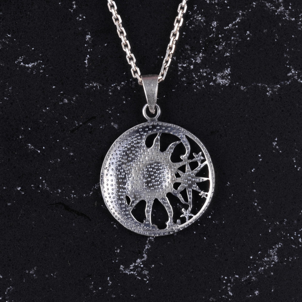 925 Sterling Silver Sun and Moon Necklace - Sky Themed Necklace - Handmade Silver Jewelry — 5