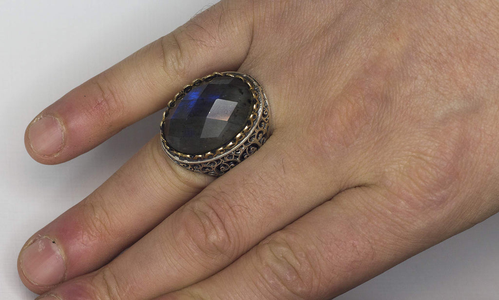925 Sterling Silver Ring, Natural Labradorite Stone — 5