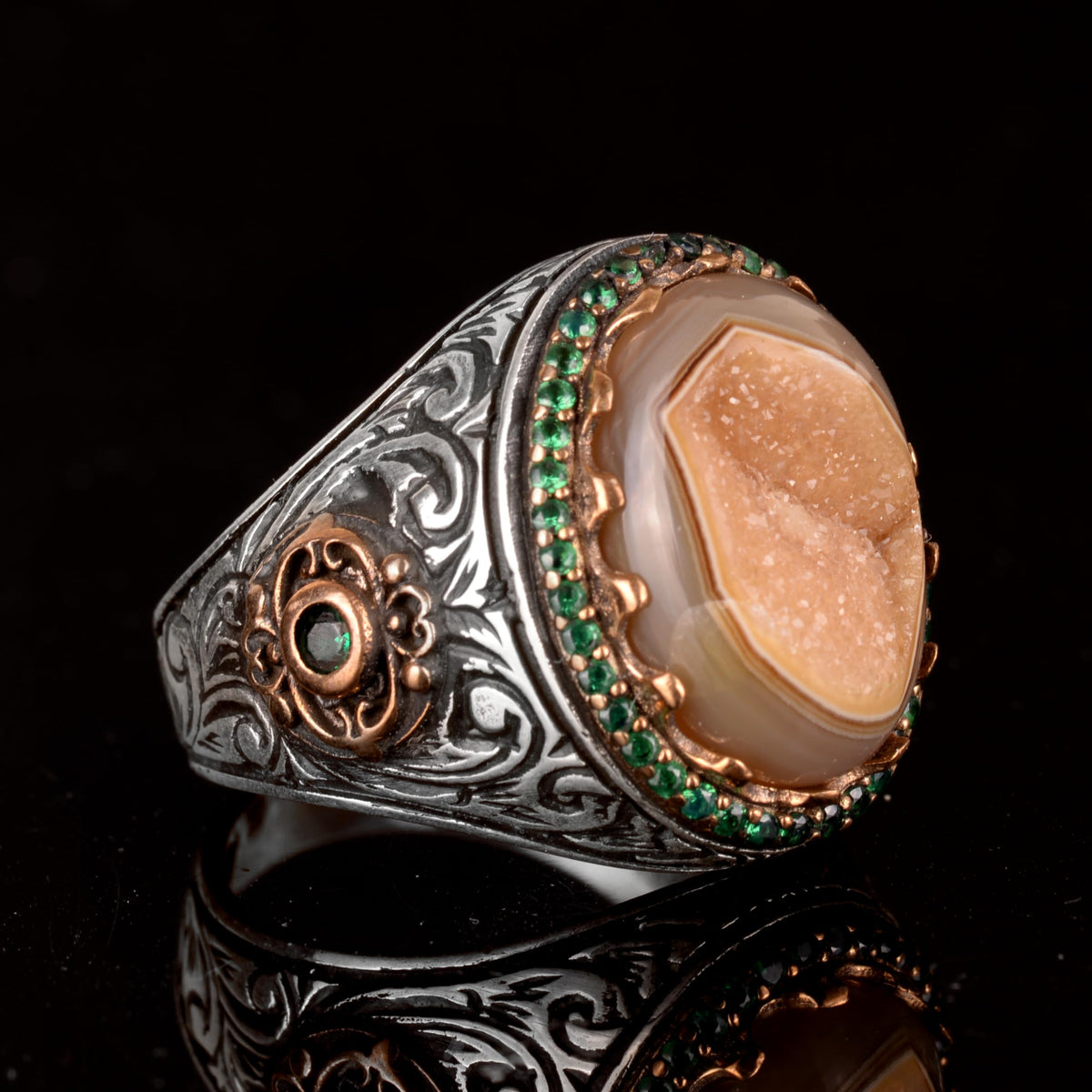 Natural Druzy Quartz Stone Ring - 925 Sterling Silver Ring — 3