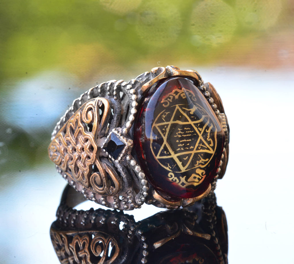 925 Sterling Silver Islamic Ring, Star of David, Seal of Solomon Men's Ring, Religious Jewelry — 3