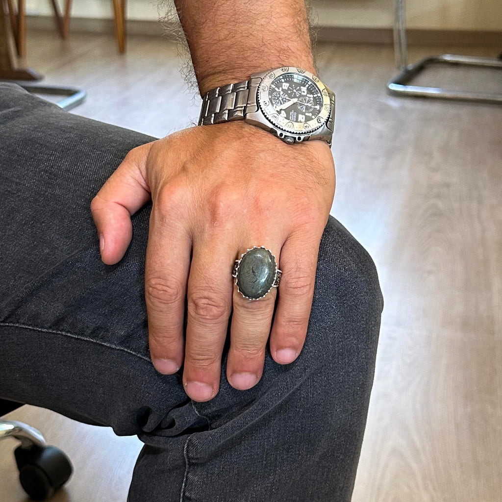 Natural Pyrite Stone Ring - 925 Sterling Silver Handmade Ring — 3