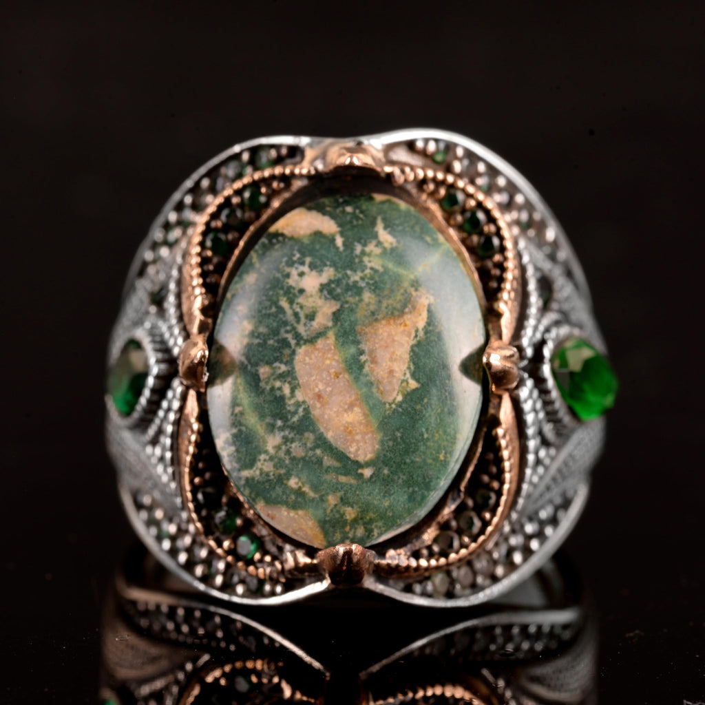 Natural Arizona Turquoise Stone Ring, 925 Sterling Silver — 6