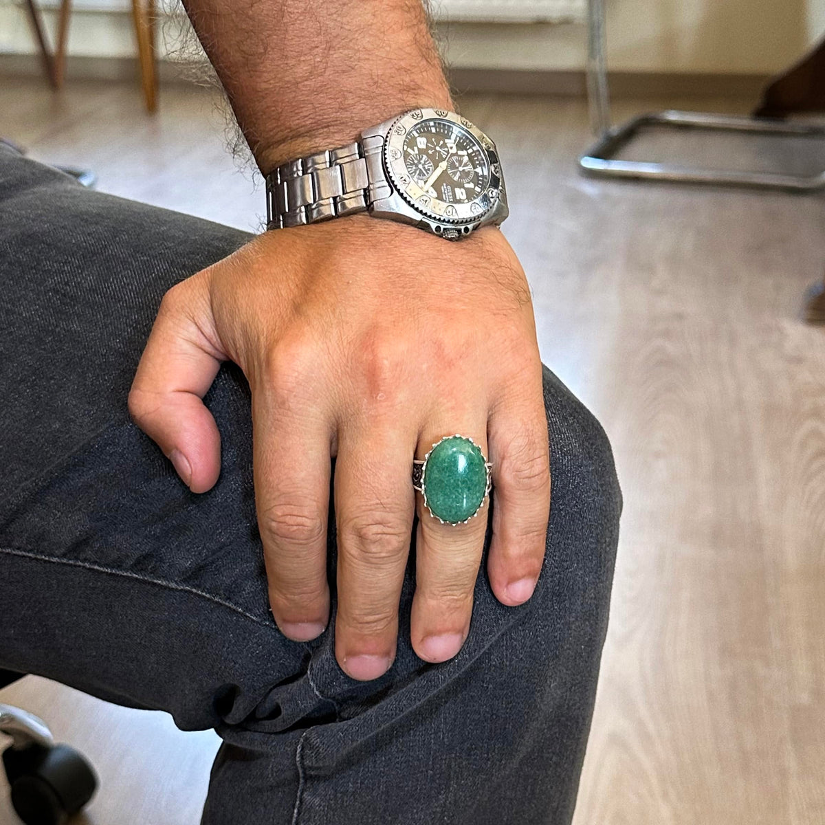 Natural Aventurine Stone Ring - 925 Sterling Silver Handmade Ring — 3