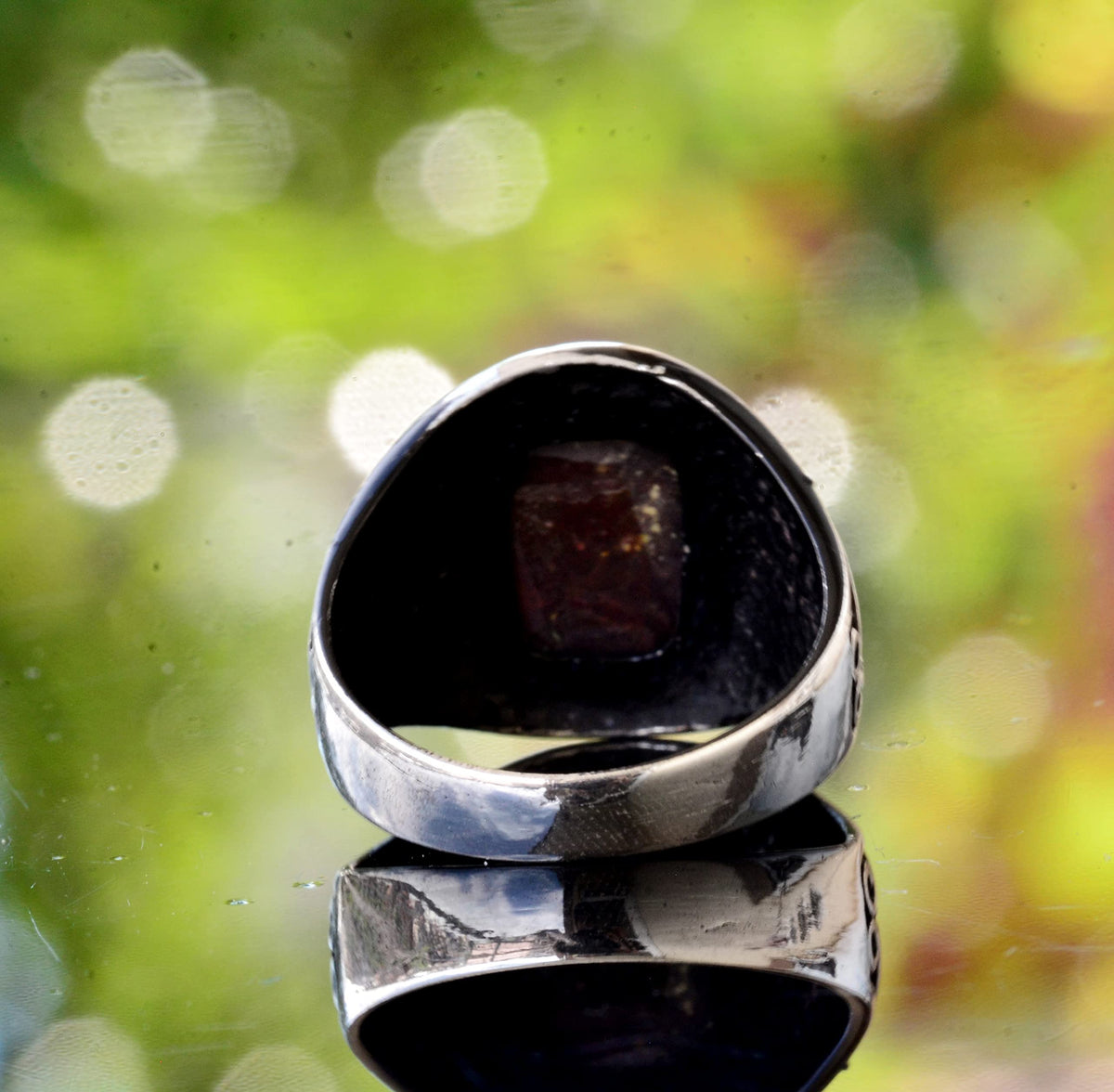 KAMBO Handmade 925 Sterling Silver Men's Ring with Real Arizona Turquoise Gemstone 6.10 Carat, Minimalist Vintage Statem