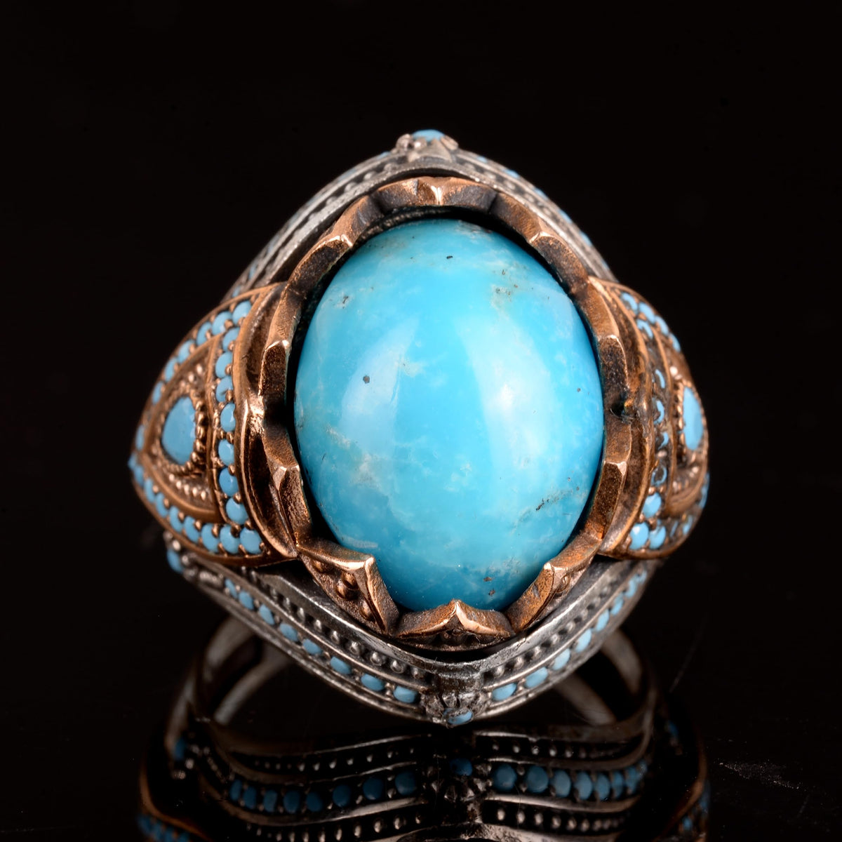 Natural Arizona Turquoise Stone Ring, 925 Sterling Silver Ring (Model-6) — 6