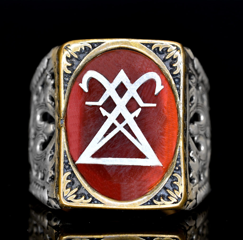 KAMBO Men's Silver Gothic Ring - Lucifer Seal Design (Model-2) — 3