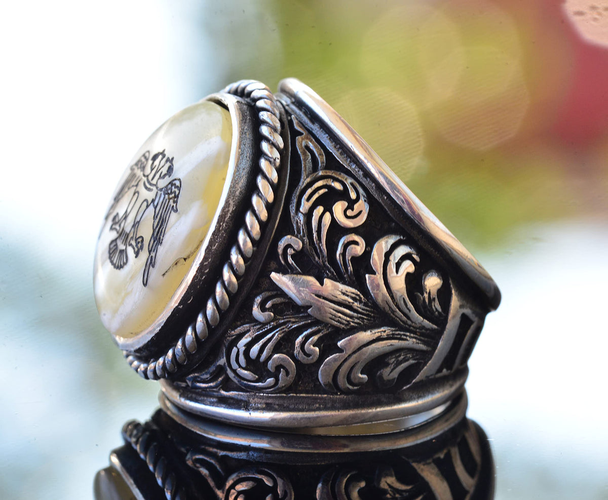 Double Headed Eagle Ring - 925 Sterling Silver Men's Ring - Silver Albanian Eagle Jewelry — 5