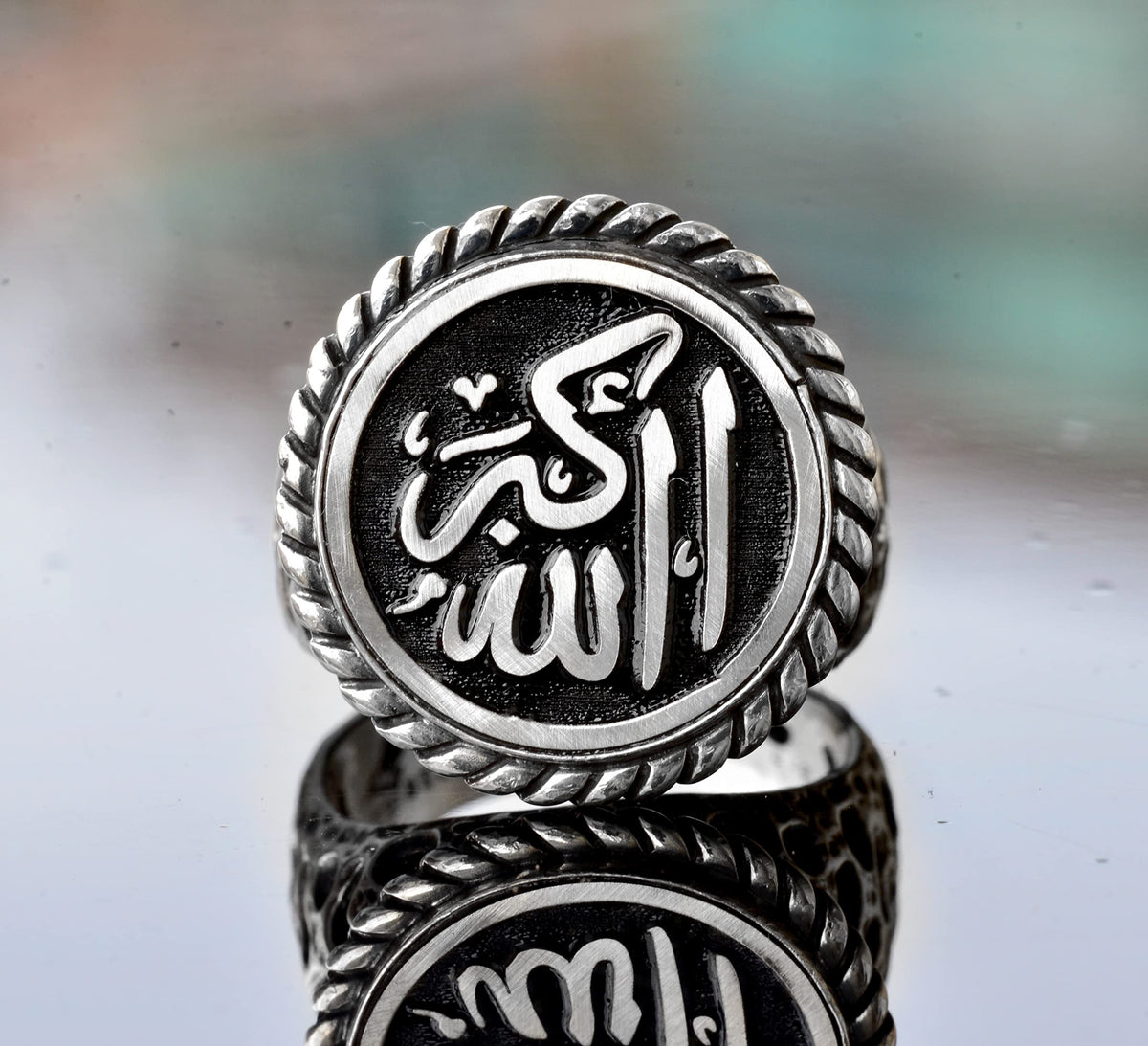 Handcrafted 925 Sterling Silver Men's Ring - Detailed Religious Design - Islamic Ring — 2