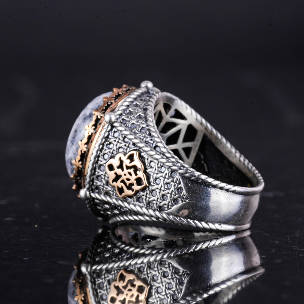 Natural Agate Stone Handmade Ring - 925 Sterling Silver Ring — 7