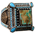 925 Sterling Silver Real Arizona Turquoise Stone Men's Ring
