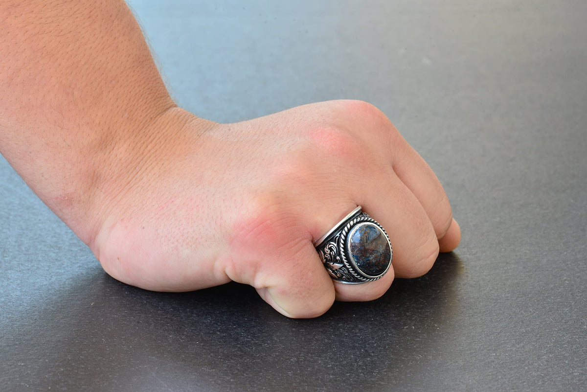 925 Sterling Silver Ring - Natural Stone Options (Pietersite) — 7