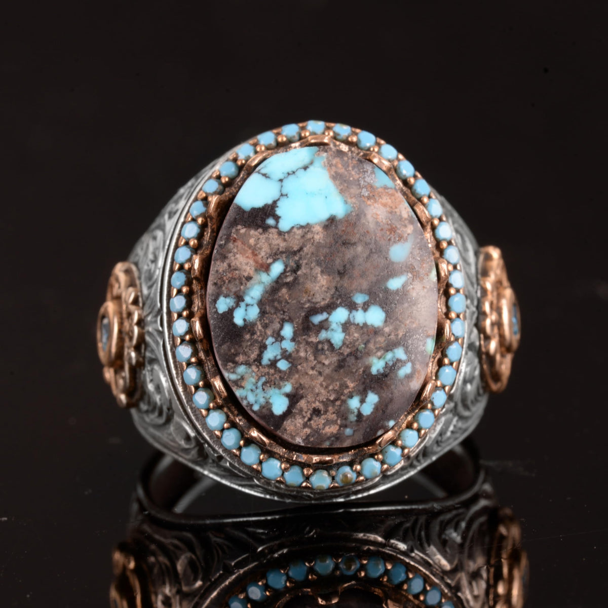 Handcrafted Natural Arizona Turquoise Stone Ring, 925 Sterling Silver (Model-3) — 2