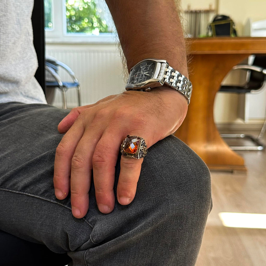 925 Sterling Silver Handmade Stone Ring (Synthetic Sultanit Stone) — 3