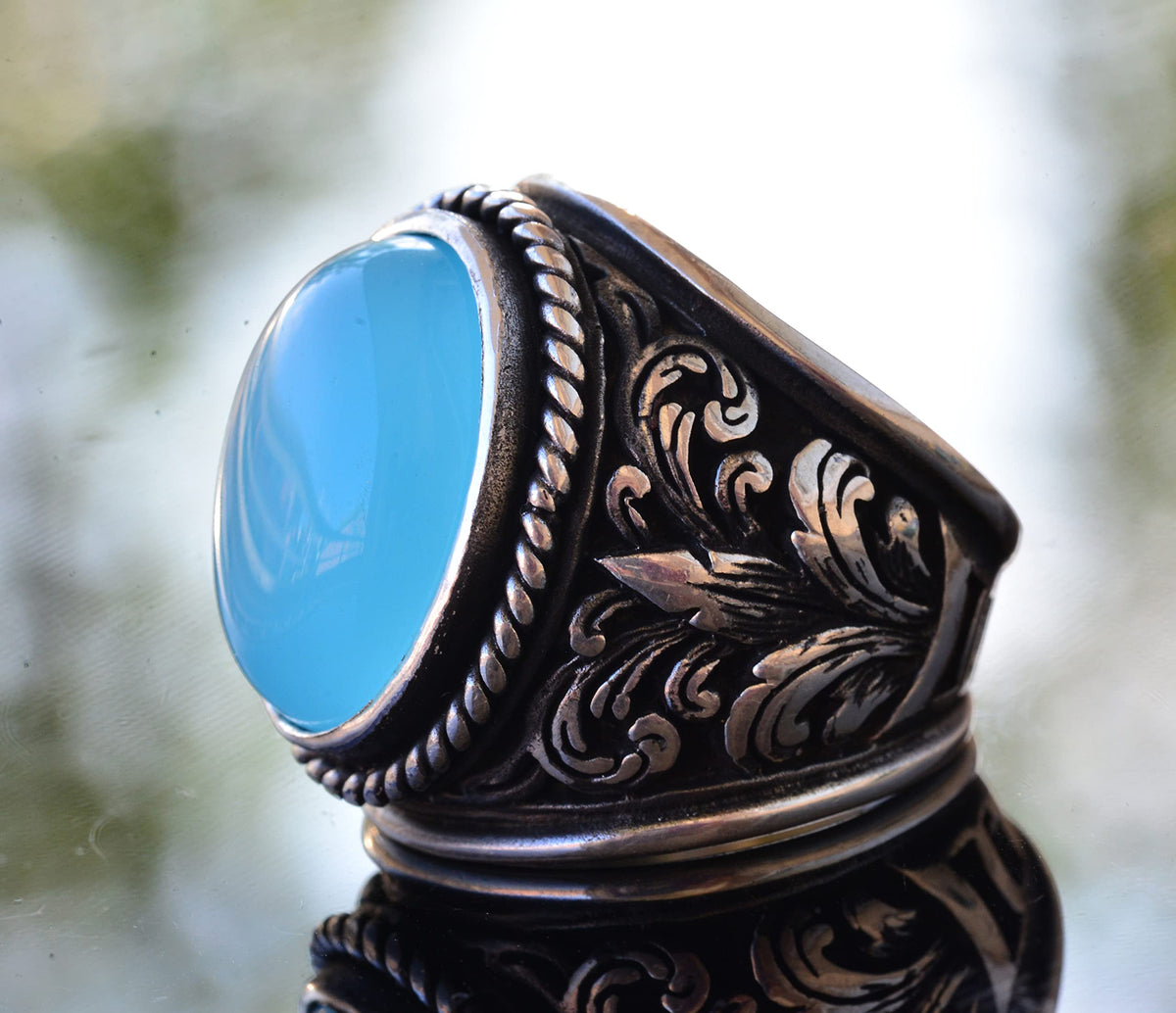 925 Sterling Silver Ring for Natural Chalcedony Stone Collection — 4