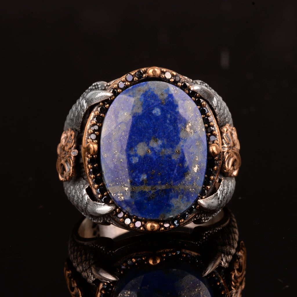 Sodalite Natural Stone, 925 Sterling Silver Men's Ring, Silver Men's Accessories, Men's Ring Design, Blue — 3