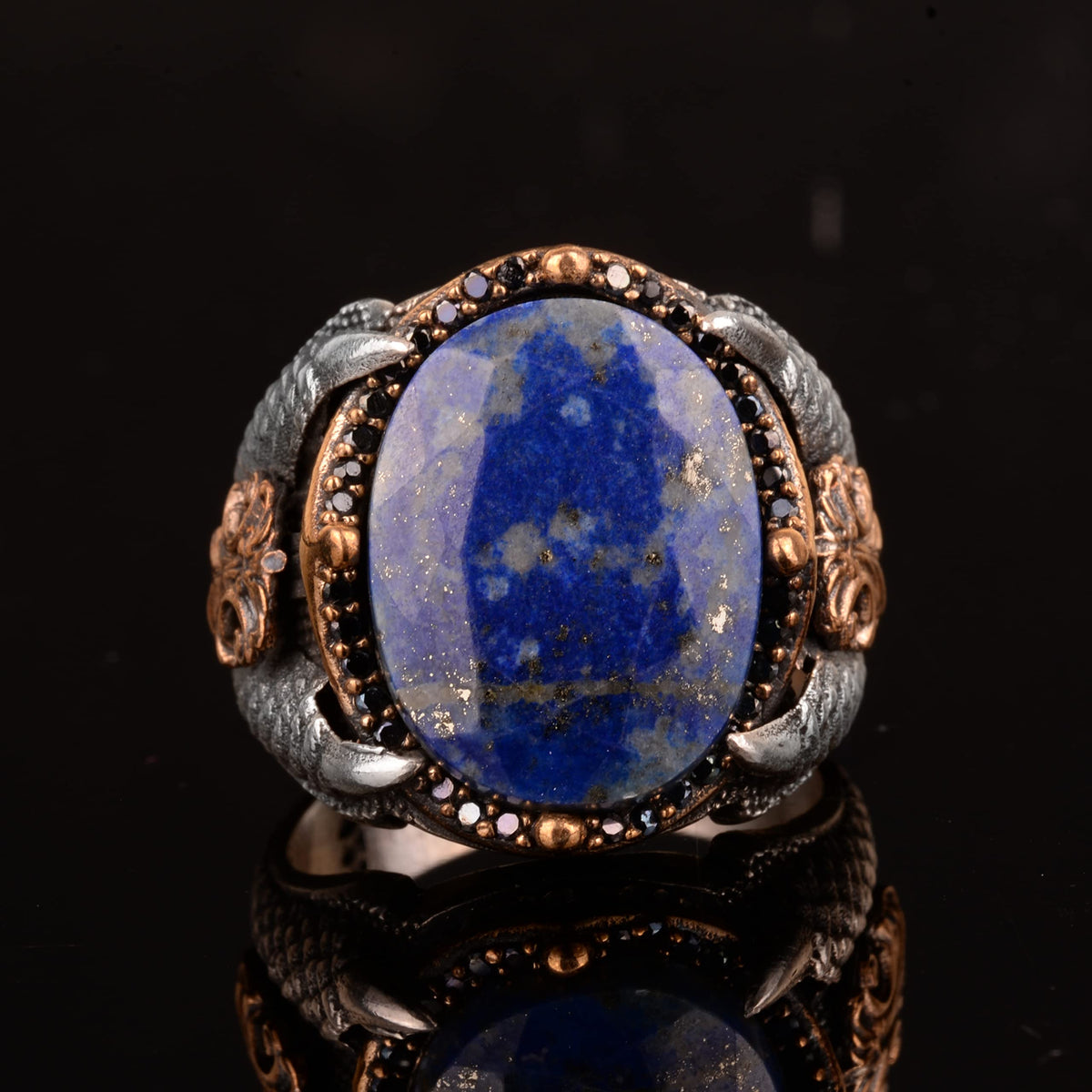 Sodalite Natural Stone, 925 Sterling Silver Men's Ring, Silver Men's Accessories, Men's Ring Design, Blue — 3