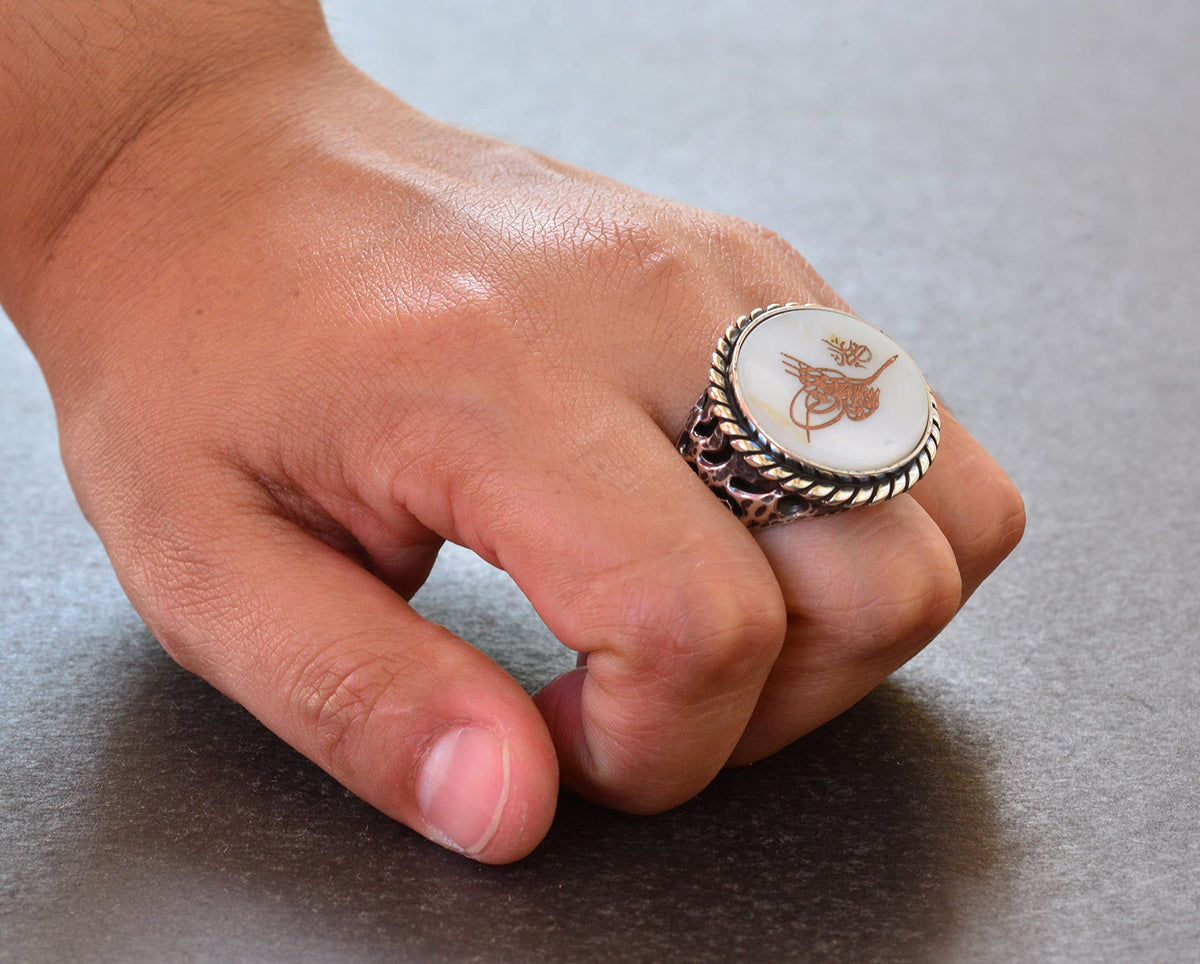 925 Sterling Silver Ring - Stamped Men's Ring - Symbolic Ring (Ottoman Symbol) — 7