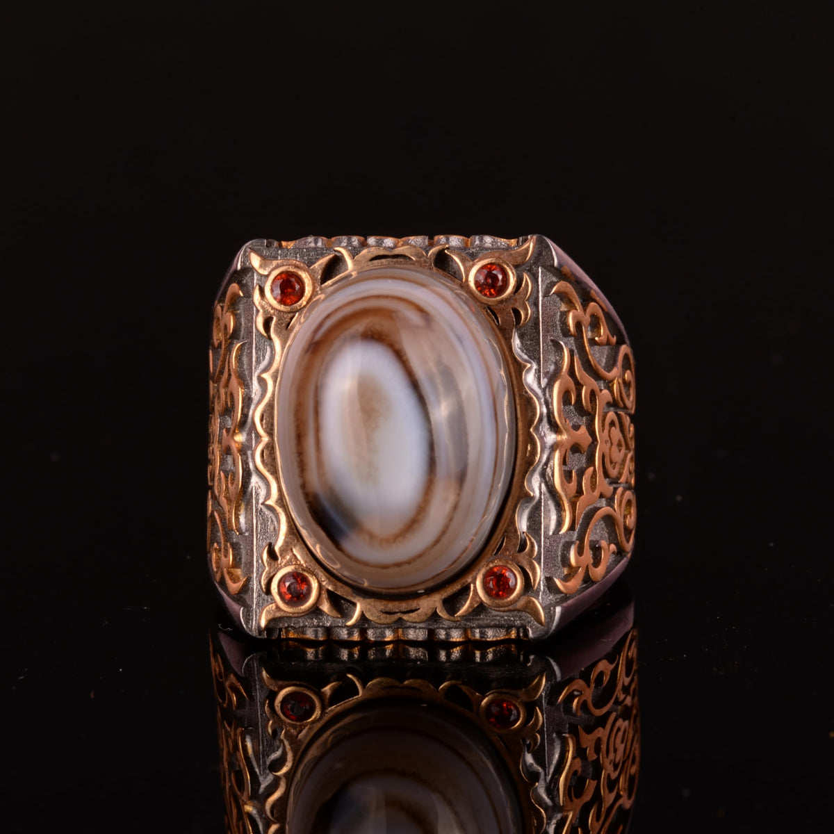 Natural Agate Stone Ring, 925 Sterling Silver Ring — 3