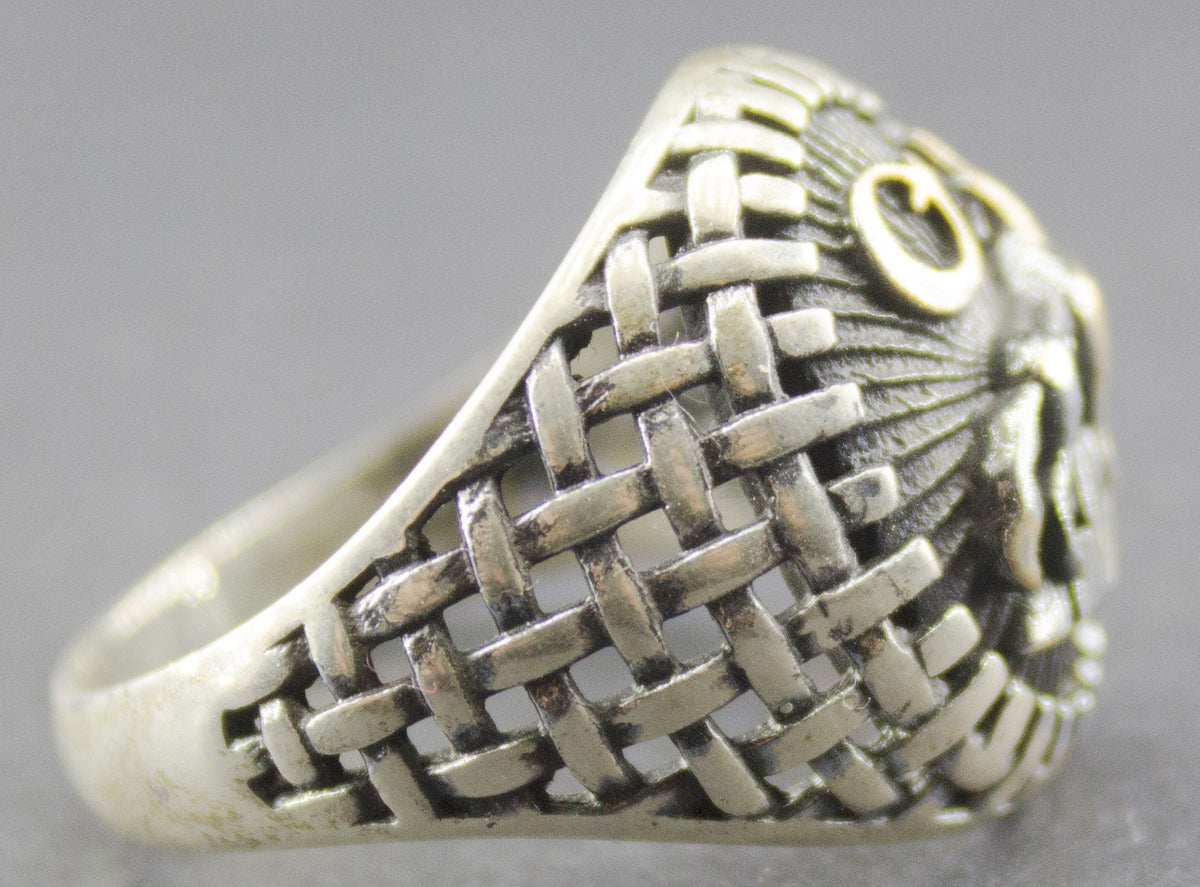KAMBO Handmade 925 Sterling Silver Men's Ring, Vintage Wolf Animal Wildlife Design, Statement Jewelry Gift for Him, Birt