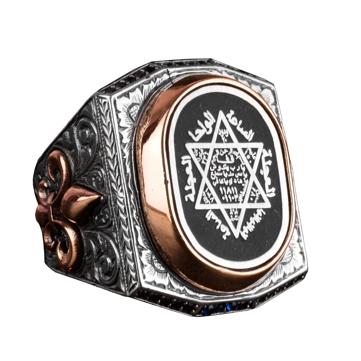 KAMBO Handmade Men's 925 Sterling Silver Solomon Seal and Star of David Ring, Vintage Jewish Statement Jewelry, Gift for