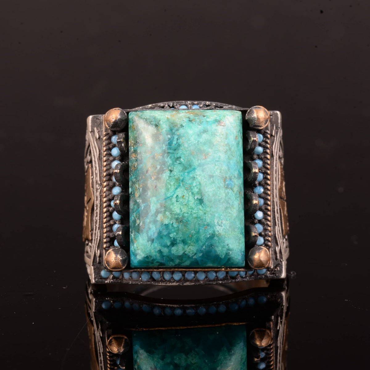 Natural Azurite Stone Ring, 925 Sterling Silver Ring — 4