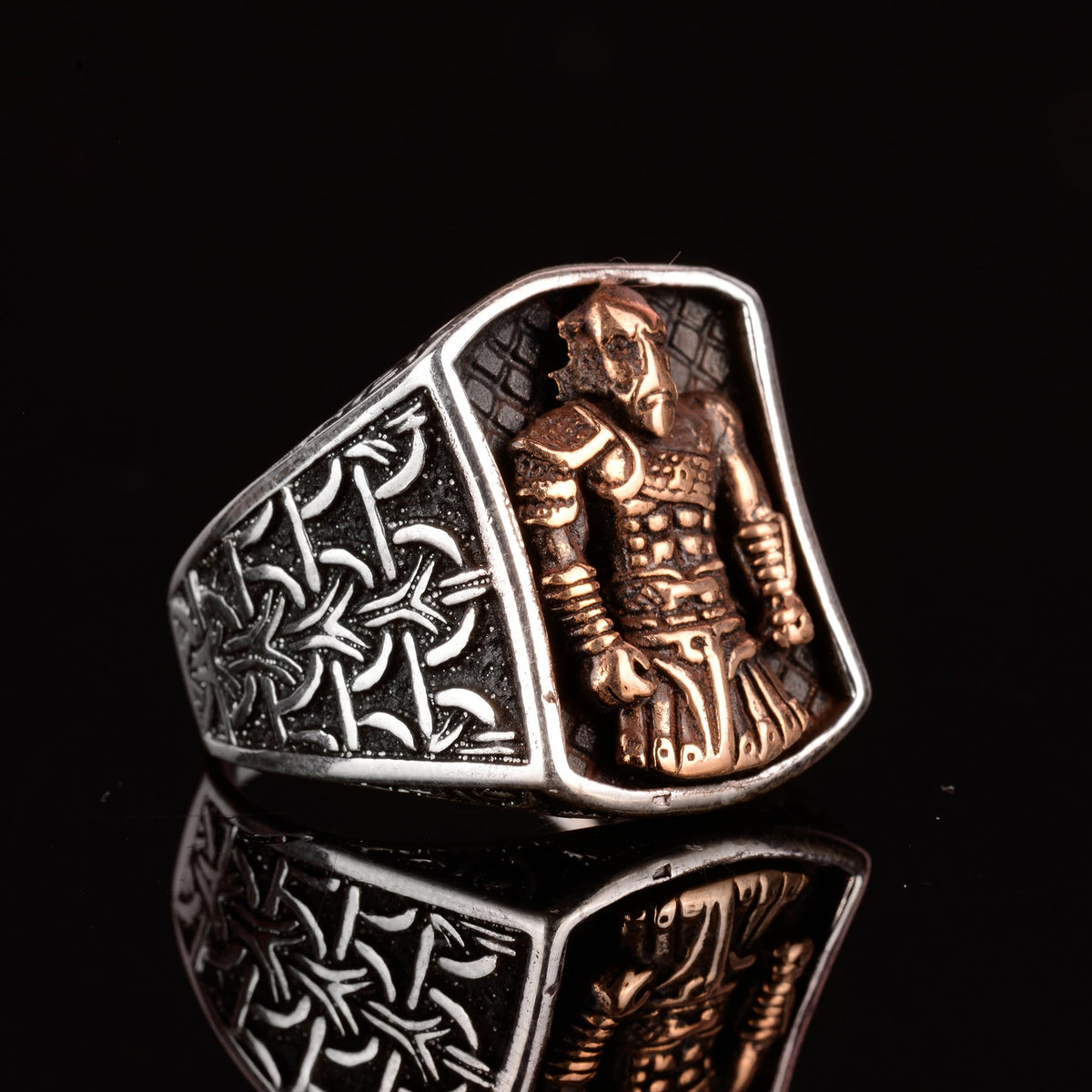 KAMBO Sterling Silver Spartan Warrior Ring – Handcrafted 925 Sterling Silver Jewelry – Bold Ancient Greek Helmet Design 