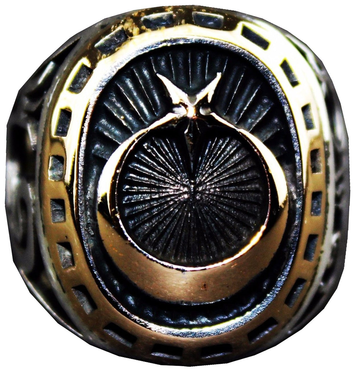 Silver Men's Ring - Moon and Star Design