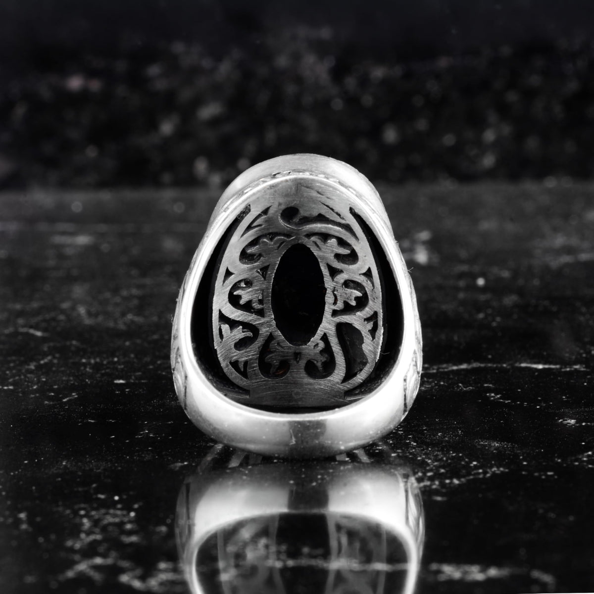 KAMBO Natural Ruby Stone Large Ring for Men - Faceted Oval Vintage Engraved Statement Ring - 925 Sterling Silver Handmade Men's Jewelry — 6