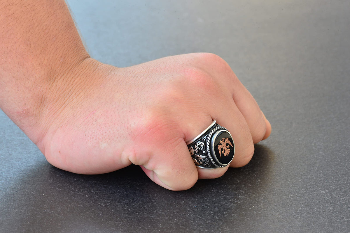 Double Headed Eagle Ring, 925 Sterling Silver Men's Ring, Silver Eagle Jewelry — 7