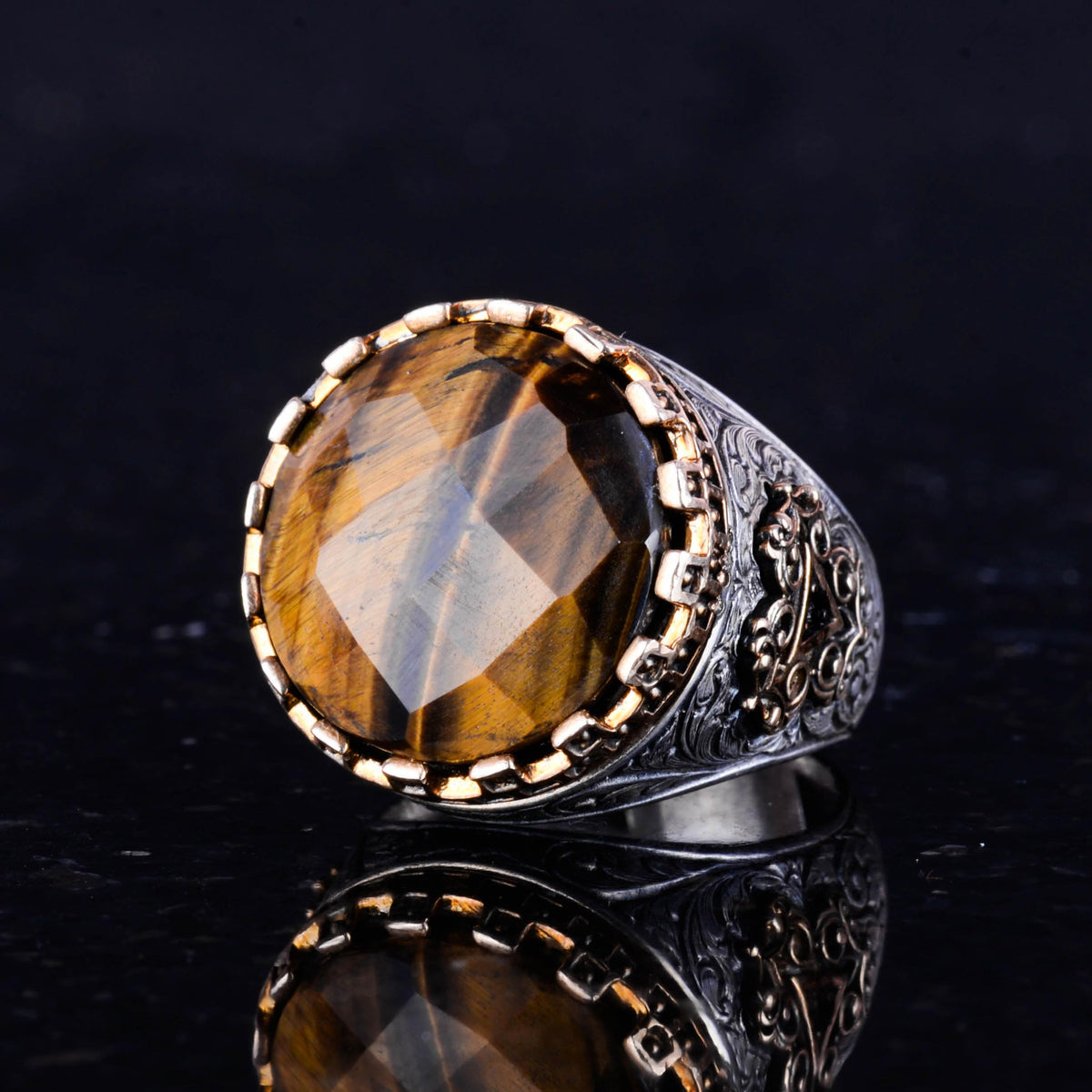 Natural Stone Ring - Handcrafted King Ring - 925 Sterling Silver — 6