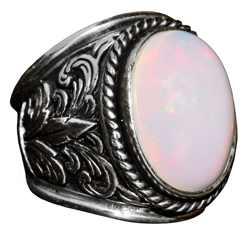 Real Natural Australian Opal 10.00 Carat Silver Ring