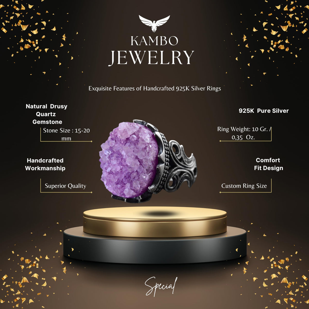 Drusy Quartz Stone Ring — 2
