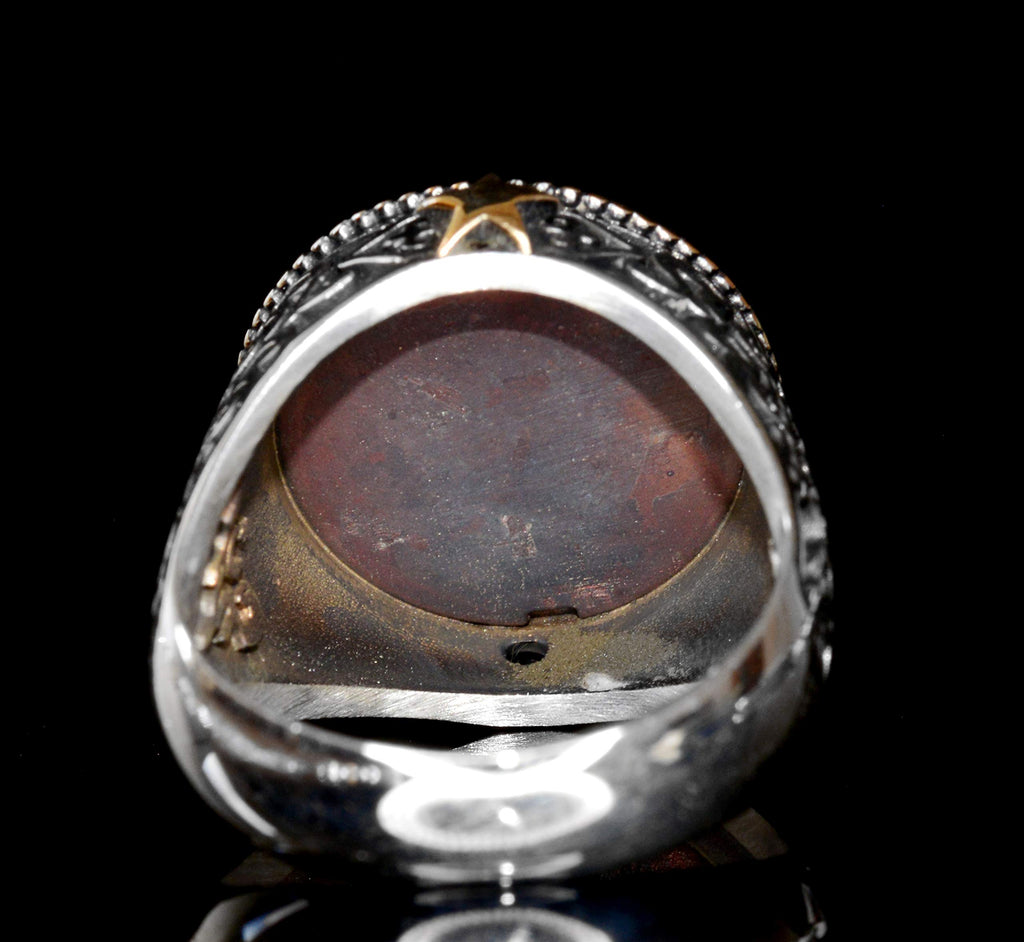 Silver Ring - Wolf Head Design with Gold Detail — 8