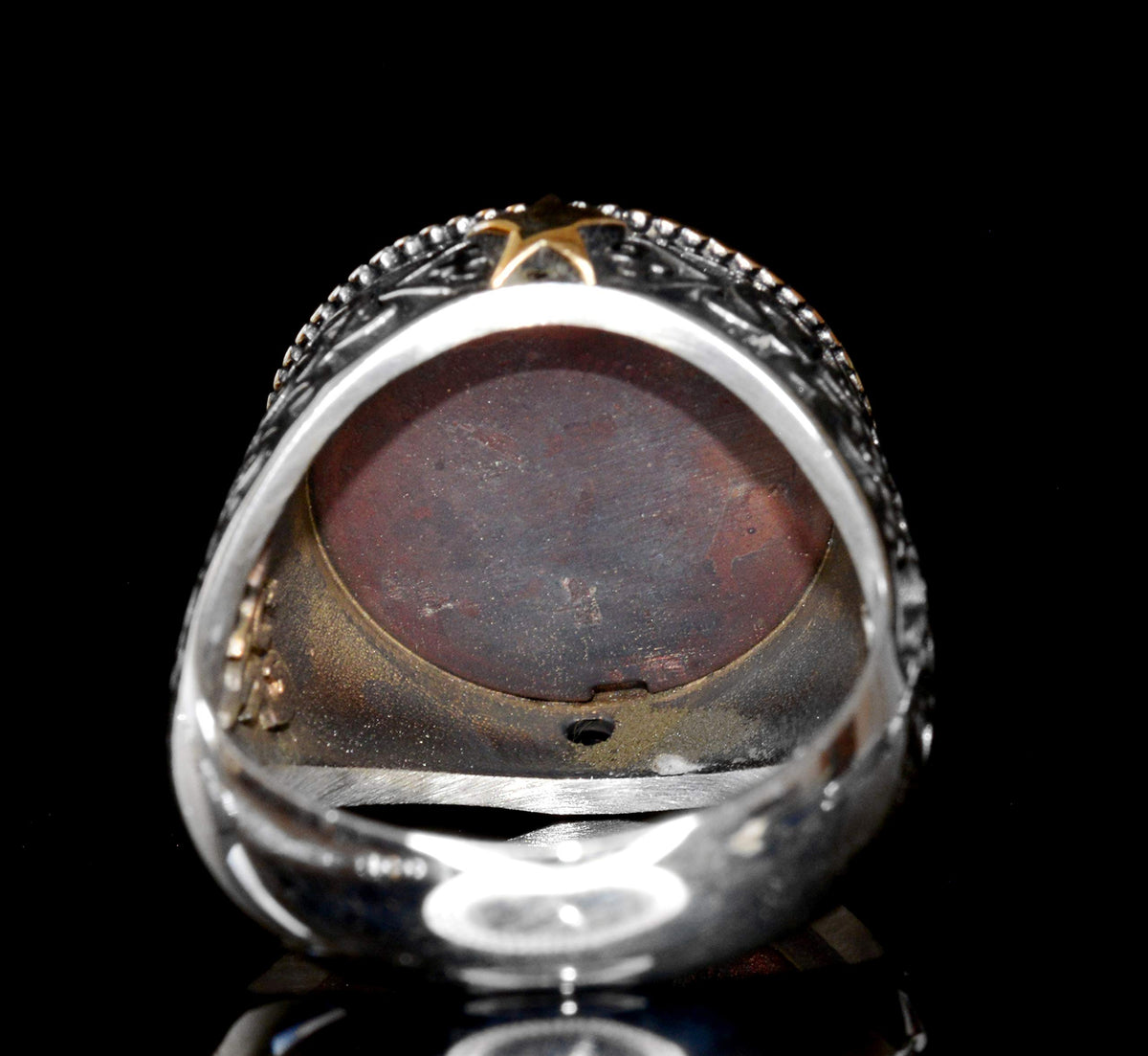 Silver Ring - Wolf Head Design with Gold Detail — 8