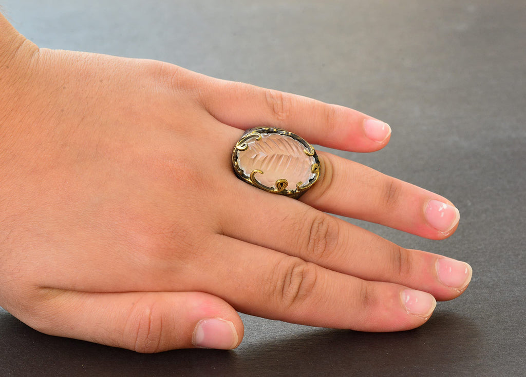 Crystal Stone Silver Men's Ring — 5
