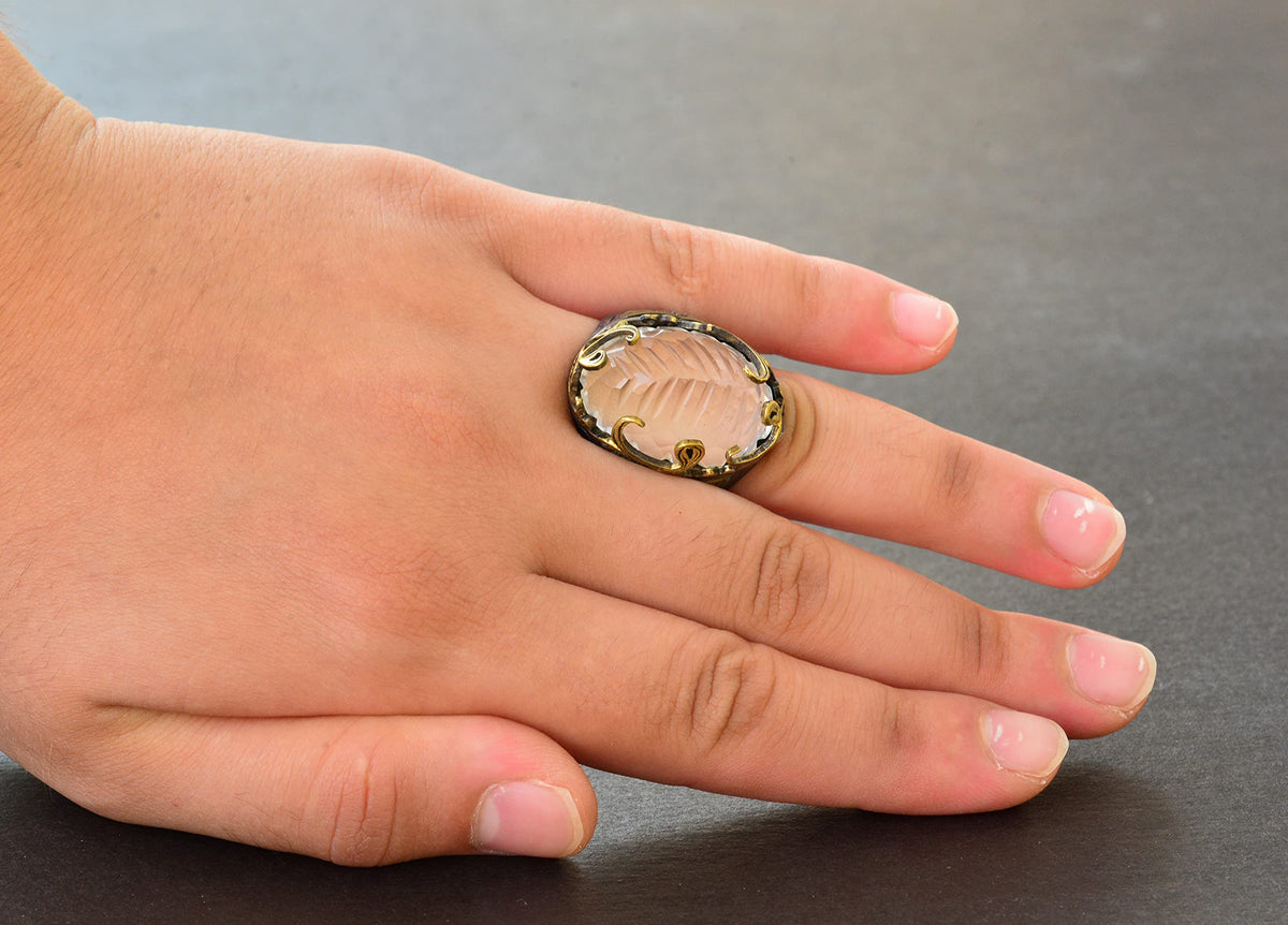 Crystal Stone Silver Men's Ring — 5