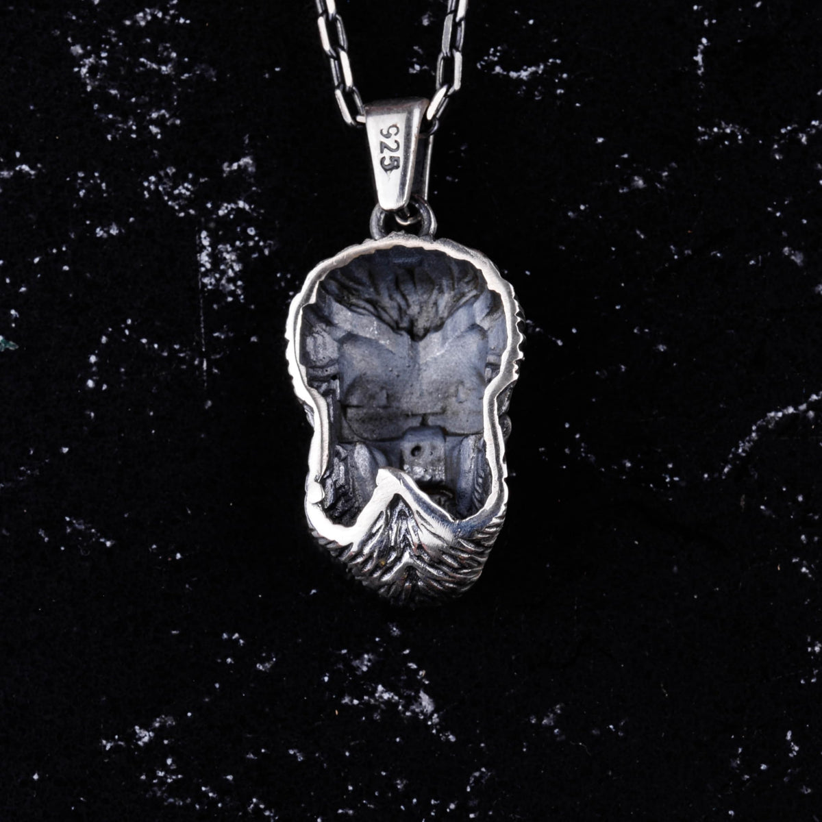 925 Sterling Silver Bearded Skull Necklace — 5