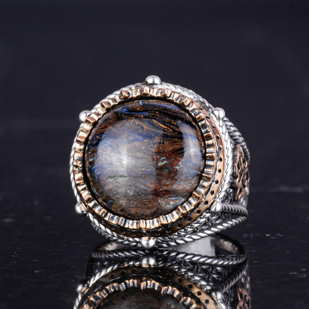 Natural Petersite Stone Handmade Ring - 925 Sterling Silver — 6