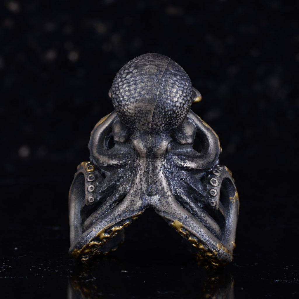 KAMBO Octopus Men's Ring – Large Ringed 925 Sterling Silver – Mythological Sea Creature Statement Ring – Handmade Gothic Jewelry — 4