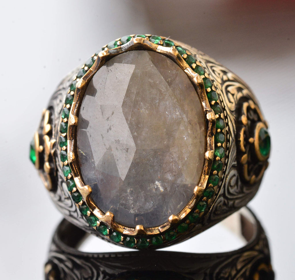 Natural Sapphire Stone King Ring - Men's 925 Sterling Silver Ring — 2