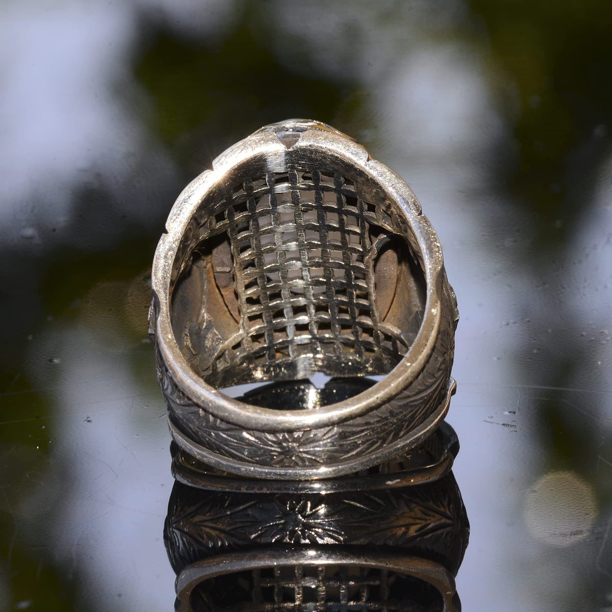 Natural Yemen Agate Stone Ring, 925 Sterling Silver Ottoman Ring — 8