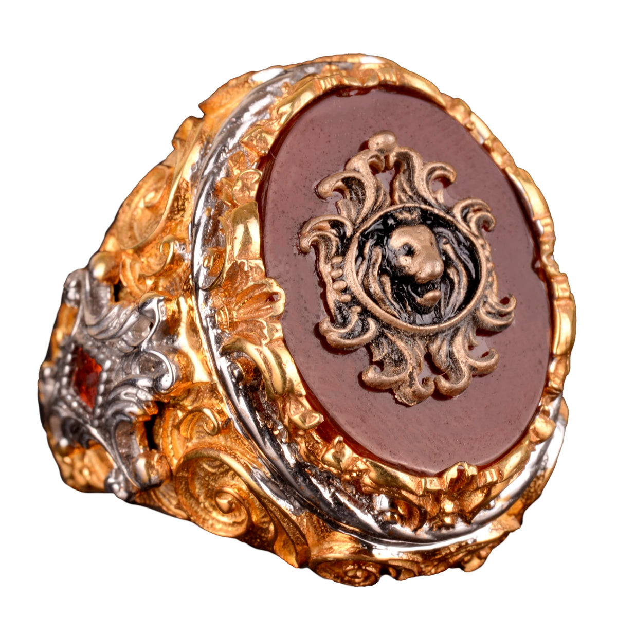Handmade Ring - 925 Sterling Silver Gold Plated (Lion)